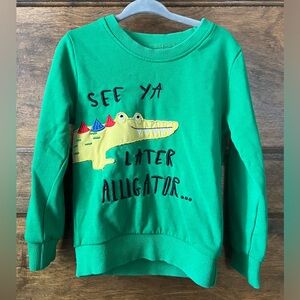 Kelly Green Embroidered See Ya Later Alligator 100% Cotton Sweatshirt
